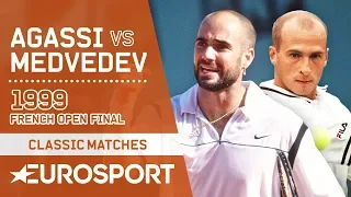 Andre Agassi vs Andrei Medvedev | French Open 1999 Men's Final Highlights | Eurosport