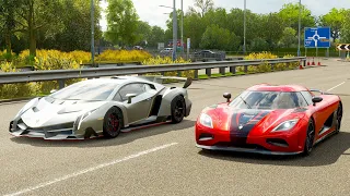 Forza Horizon 4 Drag race: Lamborghini Veneno vs Koenigsegg Agera