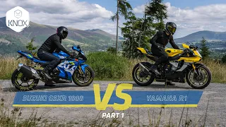 Yamaha R1 vs Suzuki GSXR 1000 - Knox Superbike Shootout 🔥 P.1 The road