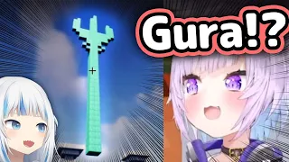 Okayu Finds Gura's Trident and Decides To Move In Next To Gura's House In Minecraft【Hololive】