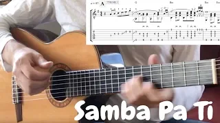 Samba Pa Ti 😎TAB TUTORIAL Fingerstyle Guitar tabs Slomo lesson