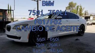 2009 - 2015 BMW 750i 750Li F01 F02 cambio de aceite y filtro motor N63 550i X5 X6 50i 650i