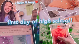 FIRST DAY OF HIGH SCHOOL GRWM AND VLOG 2020: first day of high school online, freshman year vlog