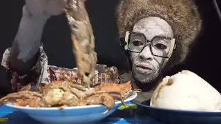 ASMR MUKBANG EATING NIGERIAN FUFU WITH OKRA SOUP~Mom Interrupts