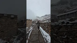 A snowy evening in Nar Phu - Manang, Nepal #himalayas  - Most Isolated Tibetan Village in the World