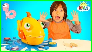 Let's Go Fishing with Fish Food Game for kids with Ryan ToysReview