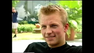 Kimi Raikkonen interviewed by Martin Brundle after his F1 debut in 2001