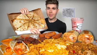 GIANT Mexican Food Mukbang - Monster Quesadilla, Burrito, Tacos, Chipotle Nuggets, Elote +