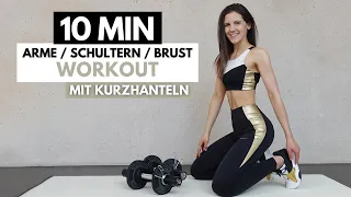 Komplettes OBERKÖRPER Workout | Arme Schultern Rücken Brust // mit Kurzhanteln | Tina Halder