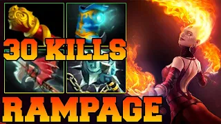 Rampage + 30 Kills Lina Dota 2 !! Lina Dota 2 Carry Safelane Build Pro Gameplay Guide 7.35