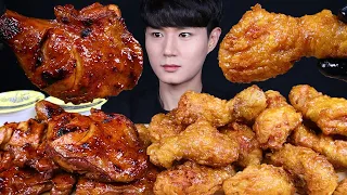 자메이카통다리 허니콤보 치킨 먹방ASMR MUKBANG SWEET FRIED CHICKEN & SPICY BBQ CHICKEN 甘いチキン バーベキューチキン eating sounds