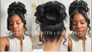 DIY Pincurl Ponytail with 2 Side Curled Side bangs