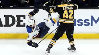 David Backes turns the tables with crushing hit on Sammy Blais