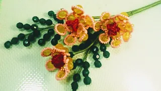 Веточка из бусин и бисера МК от Koshka2015 - цветы из бисера, бисероплетение Beaded flowers DIY