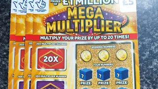 New mega Multiplier scratch cards £20 in play