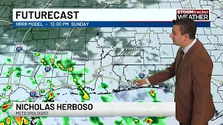 Scattered storms return on Sunday