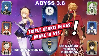 Fischl National & C0 Nahida Thoma Burgeon Spiral Abyss 3.6 Genshin Impact 4k