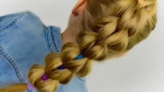 3D Pull Through Braid with Bright Elastics. Quick and Easy Hairstyles for girls  by LittleGirlHair