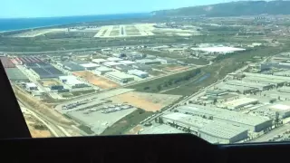 Landing at the airport of Barcelona Transaero Airlines Boeing 747-400