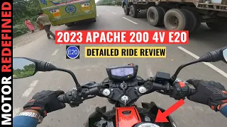 2023 TVS Apache RTR 200 4V E20 OBD-2 New Model Ride Review | On Road price, Mileage & Exhaust Sound.