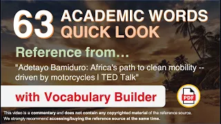 63 Academic Words Quick Look Ref from "Africa's path to clean mobility [...] motorcycles | TED Talk"