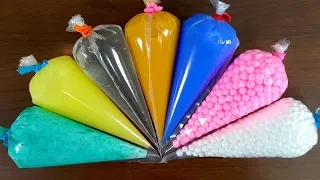 Making Slime With Piping Bags - Fluffy Crunchy Slime