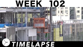 Construction time-lapse with 30 closeups: Ⓗ Week 102: Construction elevator, unwise peds, plus more