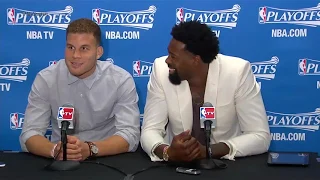 Clipperst postgame conference - Blake Griffin & DeAndre Jordan laughing