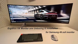 Ergotron HX Monitor arm 49 Zoll Ultrawide Monitor 5k Samsung Unboxing | Installation