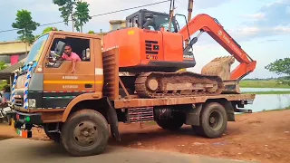 TATA HITACHI EX 70 prime Excavator Trailer Unloading