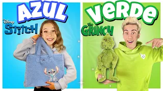 Comprando TODO de UN SOLO COLOR: Azul VS Verde / HAUL Stitch VS Grinch