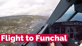 Flight to Funchal Airport in the cockpit of a Condor Airbus A321