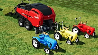 LAND OF MINI , COLORS ! PORSCHE MINI TRACTORS vs BIG BALING & LOADING ! Farming Simulator 22
