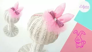 Bunny Ears Crown Headband Use Ribbon And Tulle | DIY by Elysia Handmade