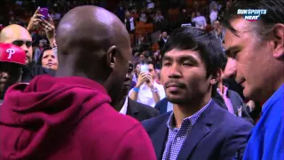 Floyd Mayweather and Manny Pacquiao Conversation at Miami vs Milwaukee Game