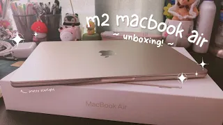 m2 macbook air aesthetic unboxing + setup + accessories 📦✨💻