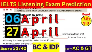 6 APRIL & 27 APRIL 2024 IELTS LISTENING TEST 2024 WITH ANSWERS | IELTS EXAM | IDP & BC