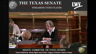 LWV Texas Voting Rights Testimony in Support of HB 1382 Senate Committee on State Affairs 5.10.21