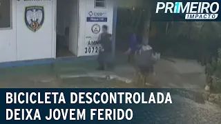 Adolescente perde controle de bicicleta e vai parar no meio do mato | Primeiro Impacto (03/08/21)