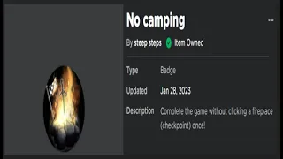 how i got the "No Camping" badge in steep steps without hacks