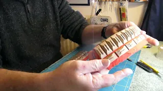 Hohner Carmen accordion repair and restoration- renewing treble side pallet facings