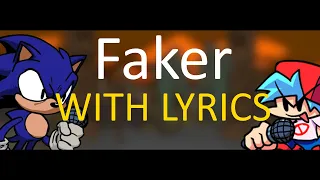 Faker WITH LYRICS - Friday Night Funkin' Vs. Sonic.EXE