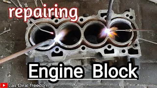 Welding aluminum | repairing engine block | brazing aluminum | las aluminium @lasdiralfreedom