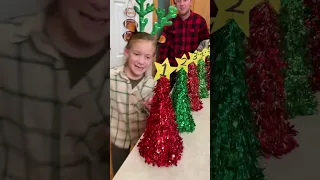 The Christmas Tree Ball Game 🎄Kids, Dad, and family play Christmas party game with cups, ping pong