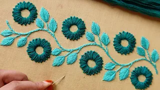 Hand embroidery design dress borderline easy and simple stitch,জামার নিচের ফুলকারি বর্ডারলাইন ডিজাইন