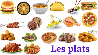 Les plats en français. Apprendre facilement les noms des plats  en français.🍤  🐟 🐔 🍣   🍝  🍕
