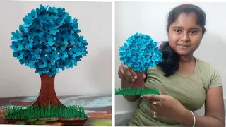 DIY|Easy and Simple Paper Craft|Flower Tree|🌴|ByTina#viral #diy #papercrafting🏝🏝