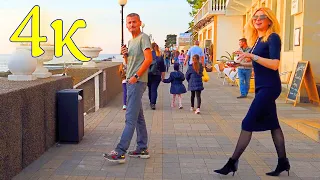 Walking Russia Sochi beach promenade! People and robot in 4k video 2021