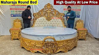 Maharaja 3D Carved Round Bed | Luxury King Size Maharaja Round Bed | Saharanpur Furniture Market