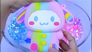 ASMR Sanrio Cinnamoroll Stall Mixing Makeup,Parts,Glitter Into Slime No Music #asmr#satisfying#slime